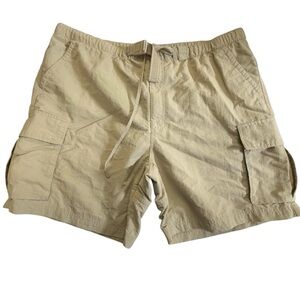LAND’S END Khaki Cargo Shorts Swim Trunks Shorts Nylon Lined Belt XL 40-42